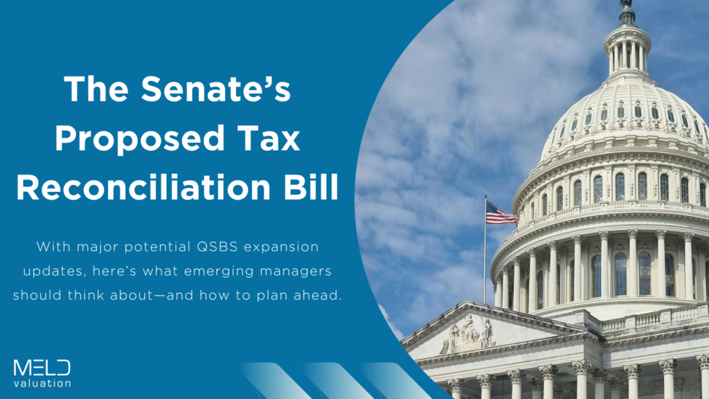 Blog graphic of the Senate Finance Committee's tax reconciliation bill with an image of the Capitol Hill building