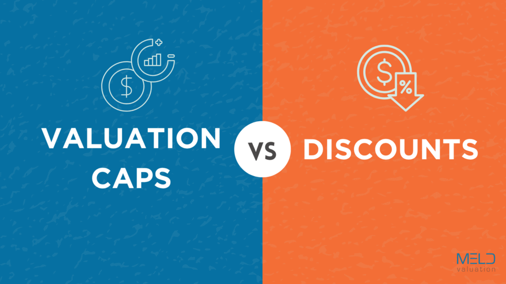 Comparison graphic of convertible notes valuation caps vs. discounts